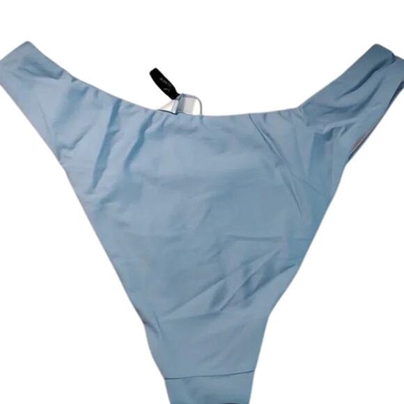 NWT J Crew Curved Waist Cheeky Bikini Bottom SPF 50 High Cut Leg S Mist Blue - Picture 2 of 14